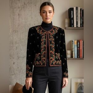 Vintage Adrianna Papell Beaded Velvet Trophy Jacket PS